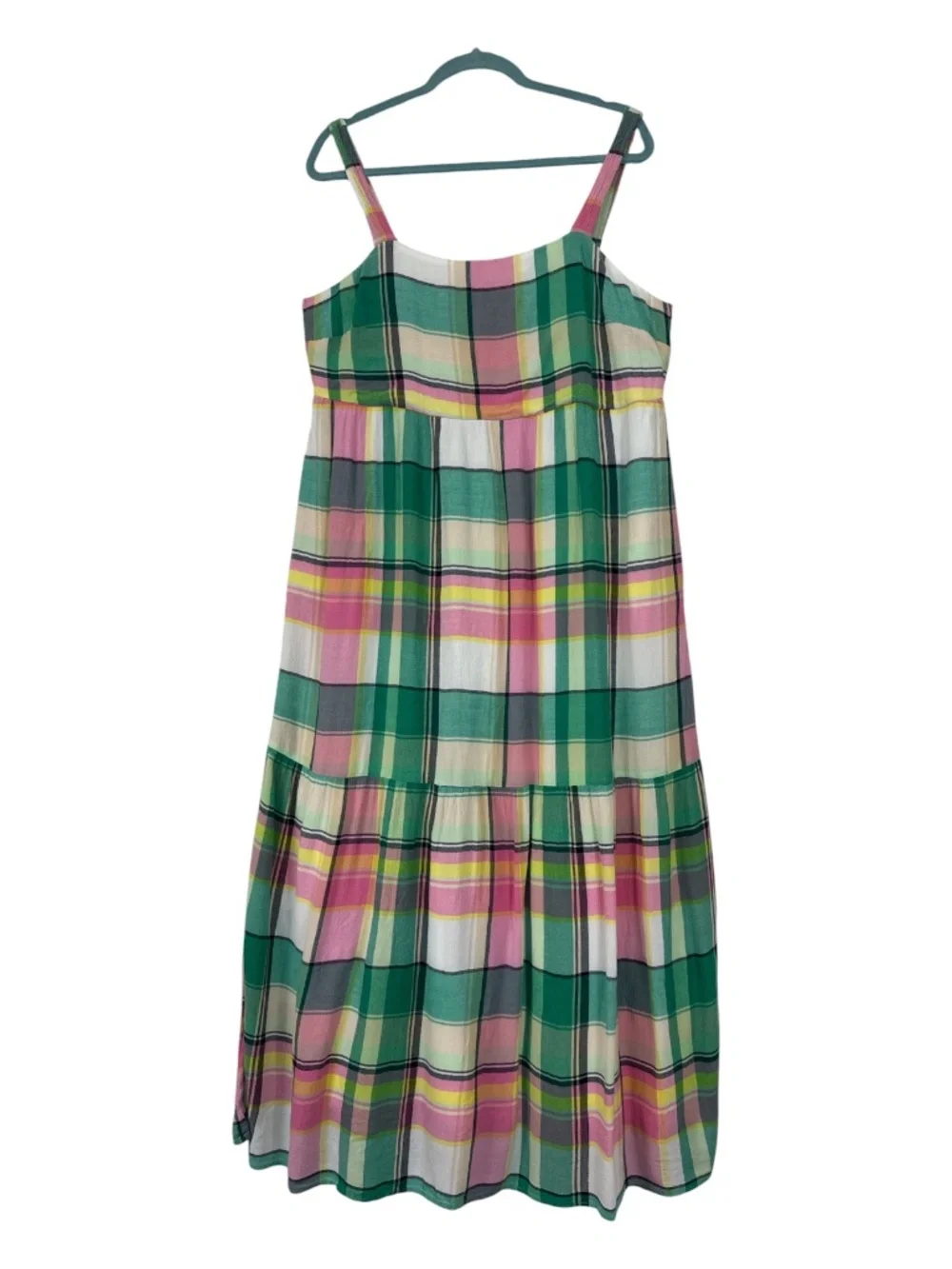 LOFT Plaid Gauze Tiered Maxi Dress Pockets Petites LP - Picture 2 of 11